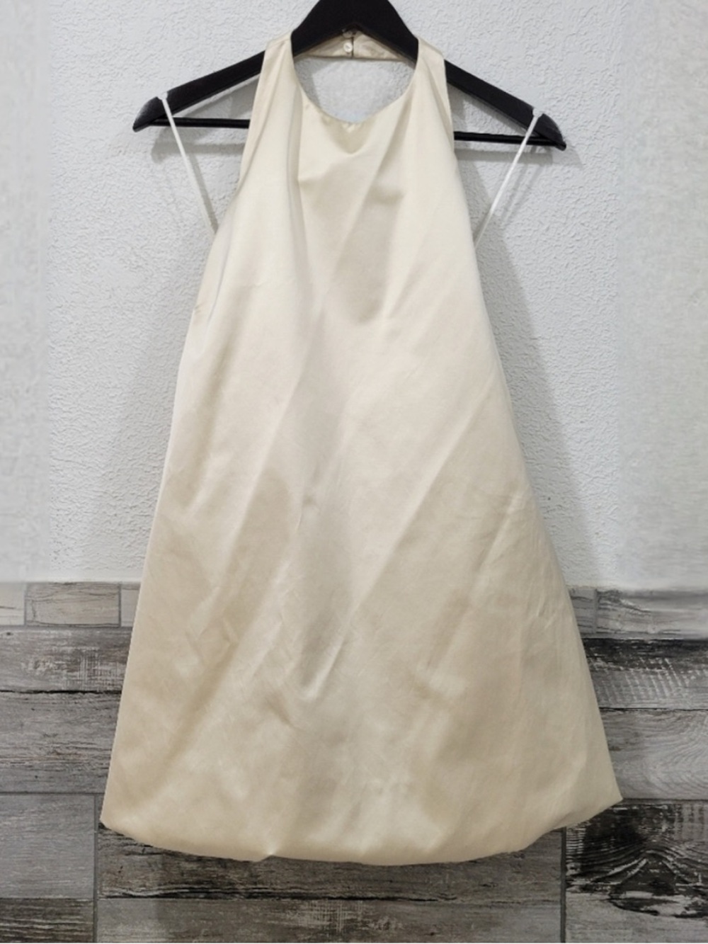 Silk Zara Bubble Dress - Cream Halter Mini Dress